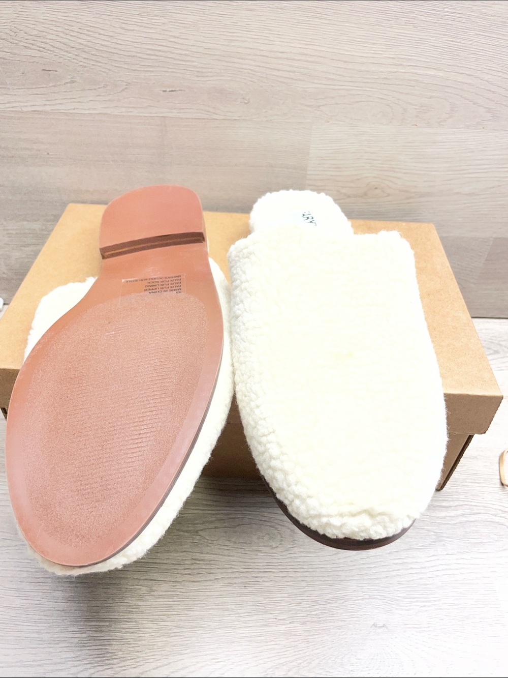 Farylrobin Cream Plush Sherpa Slide Slippers #834